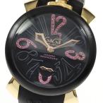 ベルト訳あり☆【GaGa MILANO】ガガミラノ マヌアーレ48 5014.LE.H.PK.S 限定モデル スモールセコンド ピンクサファイア 手巻き メンズ