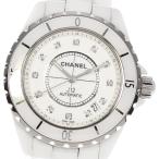 ☆良品★箱・保証書付き【CHANEL】シャネル J12 白セラミック 12Pダイヤ H1629 自動 ...