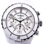 ☆美品★保証書付き【CHANEL】シャネル J12 ホワイトセラミック クロノグラフ H1007 自 ...