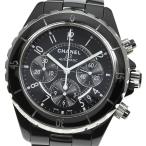 ☆良品★保証書付き【CHANEL】シャネル J12 H0940 黒セラミック クロノグラフ デイト  ...