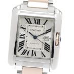 カルティエ CARTIER W5310007 タンクアングレーズLM PGコンビ デイト 自動巻き メンズ 良品 _808731