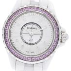 シャネル CHANEL H3243 J12 8Pダイヤ ピンクサファイアベゼル クォーツ レディース _939181