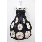 ショッピングジャンパースカート Innocent World / ストロベリープレートハイウエストジャンパースカート M ブラック H-25-10-24-1028-IW-OP-NS-ZH