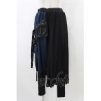 ショッピングサルエル Qutie Frash / レイヤード風サルエルパンツ  黒×青 H-25-12-26-014-QU-PA-KB-ZH