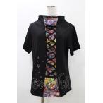 gouk / 和柄切替カットソー  黒×紫系 H-26-01-10-048-GO-TO-KB-ZH