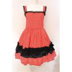 ショッピングNUDE Dangerous nude / ハートハートジャンパースカート  レッド×ホワイト×ブラック O-25-07-12-084-PU-OP-OW-ZY