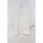 PINK HOUSE / はしごレース&サテンリボン使いローンブラウス  シロ O-25-10-14-116-LO-BL-OW-OS