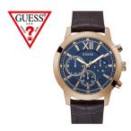 国内正規品 GUESS ゲス GW0219G3 クオーツ アナログ ブルー ブラウン レザー メンズ 腕時計