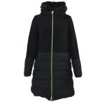 ショッピングSALE品 【SALE】【並行輸入品】ヘルノ HERNO ダウンコート レディース ダウンジャケット セミロング ウール切替 フード付き ブラック 黒 DIAGONAL WOOL AND NUAGE PARKA