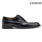 【SALE】ア テストーニ ビジネス ドレス 革靴 紳士靴 ウィングチップ ブラック 黒 メンズ a.testoni OXFORD VITELLO DE LUXE