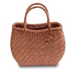 ω山葡萄籠工房 バッグ 籠【BK-10Y】(アクセサリー付) 削皮素材 網代編 縁八の字 形状角形 中サイズ 受注約1週