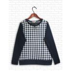[トップス]　袖部分切替えチェック柄トップス