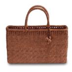 ω山葡萄籠工房 バッグ 籠【BK-07Y】(アクセサリー付) 削皮素材 網代編 縁八の字 形状角形 中サイズ 受注約1週