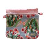 フェイラーFEILER ポンポネットローズ 巾着ポーチ グレー