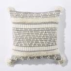 CLOVER(クローバー) ボーホーフリンジクッションカバー 45x45クッション カバー 45×45cm フリンジ ポンポン 網目 模様 編み柄