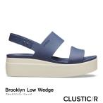 ・クロックス《レディース》/ CROCS/W Brooklyn Low Wedge/ブルックリン ロー ウェッジ/ネイビー×スタッコ｜206453
