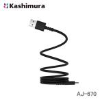 カシムラ AJ-670 USB充電＆同期ケーブル USB-A→USB-C 綺麗にまとまるマグネット内蔵 1m 黒