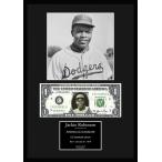 MLB!メジャーリーグ/プロ野球選手!【ジャッキー・ロビンソン/Jackie Robinson】写真本物USA1ドル札フレーム証明書付/モノクロ/10