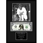 MLB!メジャーリーグ/プロ野球選手!【ジャッキー・ロビンソン/Jackie Robinson】写真本物USA1ドル札フレーム証明書付/モノクロ/8