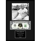 MLB!メジャーリーグ/プロ野球選手!【ジャッキー・ロビンソン/Jackie Robinson】写真本物USA1ドル札フレーム証明書付/モノクロ/4