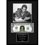 MLB!メジャーリーグ/プロ野球選手!【ジャッキー・ロビンソン/Jackie Robinson】写真本物USA1ドル札フレーム証明書付/モノクロ/1