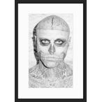 BW:Rick Genest/リック・ジェネスト/Zombie Boy/ゾンビボーイ/刺青タトゥーモデル/モノクロ写真フレーム-11(white mat/ホワイトマット)