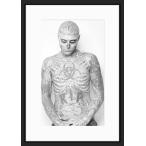 BW:Rick Genest/リック・ジェネスト/Zombie Boy/ゾンビボーイ/刺青タトゥーモデル/モノクロ写真フレーム-10(white mat/ホワイトマット)