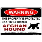 雑貨【Afghan Hound/アフガン・ハウンド】WARNING/Dog/ドッグ/犬/警告/ヤードサイン/メタルプレート/ブリキ看板/Tin Sign-106