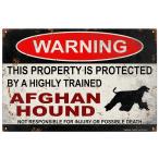 雑貨【Afghan Hound/アフガン・ハウンド】WARNING/Dog/ドッグ/犬/警告/ヤードサイン/メタルプレート/ブリキ看板/サビ風-105