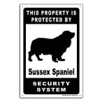 雑貨【Sussex Spaniel Dog/サセックス・スパニエル】Dog/ドッグ/犬/セキュリティサイン/メタルプレート/ブリキ看板/Tin Sign-199