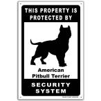 雑貨【American Pit Bull Terrier/アメリカン・ピット・ブル・テリア】dog/犬/イヌ/セキュリティサイン/メタルプレート/ブリキ看板/Tin-34