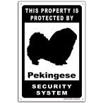 雑貨【Pekingese/ペキニーズ】dog/犬/イヌ/セキュリティサイン/メタルプレート/ブリキ看板/アンティーク風/Tin-25