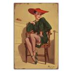 ブリキ看板【Gil Elvgren/ジル・エルブグレン】ピンナップガール/広告雑貨/ヴィンテージ/メタルプレート/レトロ/アンティーク風/サビ風23