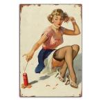 ブリキ看板【Gil Elvgren/ジル・エルブグレン】ピンナップガール/広告雑貨/ヴィンテージ/メタルプレート/レトロ/アンティーク風/サビ風16