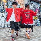 ダンス衣装 ヒップホップ 男の子 女の子 韓国 HIPHOP 上下セット キッズダンス衣装 子供服 応援団 ステージ衣装  jazz 体操服 練習着 チアガール 団体服 Tシャツ