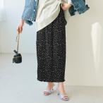 セール★1990円→110円 プリーツスカート レディース プリーツ 楊柳 ドット ウエストゴム ポケット 楊柳プリーツ ロング丈 カジュアル メール便可 24ss