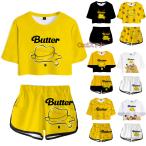 ショッピングbts butter BTS butter 上下セット レディース 大人用 子供用 Tシャツ 半袖 パンツ 服 グッズ 女性 韓流グッズ ウェア セットアップ 上下 女の子 防弾少年団