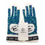 coco не использовался товар [ снижение цены ] Anne Pas .and per se женский перчатка 20cm синий × зеленый обе рука для Logo рисунок кошка комплектация отправка возможно 100360