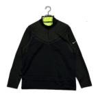 coco б/у [ снижение цены ] Nike NIKE мужской рубашка с длинным рукавом L чёрный черный половина Zip с изнанки флис флуоресценция цвет letter pack почтовый сервис плюс отправка возможно 104743
