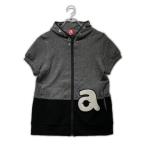  б/у [ снижение цены ]aruchibio женский полный Zip внешний 36(S) серый × чёрный короткий рукав капот letter pack почтовый сервис плюс отправка возможно K028416