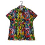  б/у [ снижение цены ] Munsingwear одежда Munsing wear женский рубашка-поло с коротким рукавом M многоцветный общий рисунок стрейч кошка pohs отправка возможно K032813
