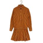  б/у Jack ba колено женский длинный рукав One-piece 2(L) orange × темно-синий полоса кнопка down letter pack почтовый сервис плюс отправка возможно K034154