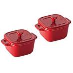 ストウブ staub エクストラミニ スクエアココット 2個セット チェリー 40511-098 40511-098 RSTC903 日本正規品業務用