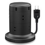 Yahoo! Yahoo!ショッピング(ヤフー ショッピング)エレコム ELECOM 電源タップ 8個口 2P 雷サージ トラッキング防止 ほこり防止 USBポート付き タワー型 2m ブラック ECT-0620BK