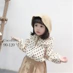 ショッピング韓国子供服 韓国子供服 子供服 女の子 キッズ コットンリネン ブラウス カットソー ドット柄 ベージュ オールシーズン キッズ シャツ春秋冬 ガーゼ長袖 90 100 110 120