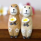 バリ犬S(カップル) アジアン雑貨 バリ 犬 置物 グッズ 木製 木彫り インテリア アジア エスニック ココバリ