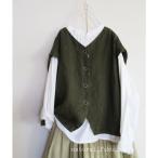 ショッピングリネン tumugu　ツムグ　ソリトリネン　２way　ベスト　前後着用　麻　日本製　TB25422　通販　8146