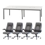 【メーカー直送】Netforce フリーアドレスデスクロイズチェアセット 4人用 WH／GY【代引不可】【お客様組立】幅 フリーアドレスデスク オフィスデスク 事務机