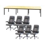 【メーカー直送】Netforce フリーアドレスデスクロイズチェアセット 6人用 NA／GY【代引不可】【お客様組立】フリーアドレスデスク