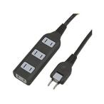 Yahoo! Yahoo!ショッピング(ヤフー ショッピング)【お取り寄せ】ヤザワ タップ 耐トラ付 4個口 ブラック 1m Y02S401BK コード付き電源タップ２ピン 電源タップ ＯＡタップ 配線パーツ 家電